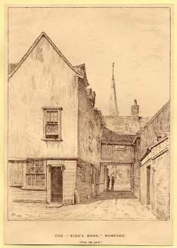 The Kings Arms, Romford, a view from the yard - in 1889 by Bamford