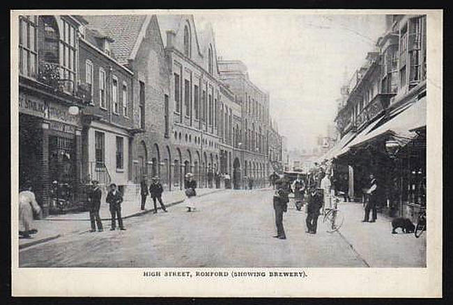 High Street, Romford (showing brewery) - that would be the White Hart entrance on the left