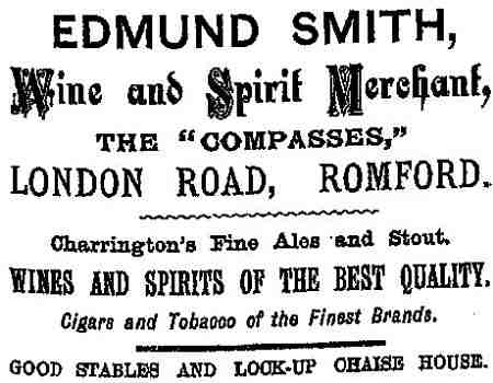 Compasses, High Street/London Road, Romford 1886 Advertisement