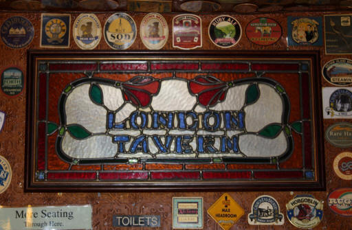 (presumably) an old stained glass window from when it was still called the London Tavern - in August 2009