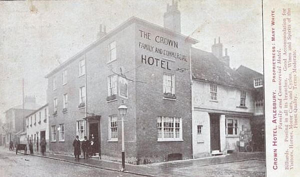 The Crown Hotel, Market Square, Aylesbury - posted in 1907 (proprietoress is Mary White)
