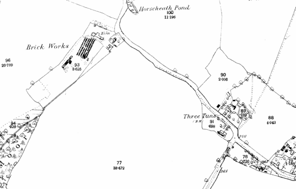 Three Tuns, Ley, Dullingham - map in 1885