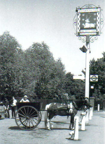White Hart Sign at Abridge with Pony and Trap outside