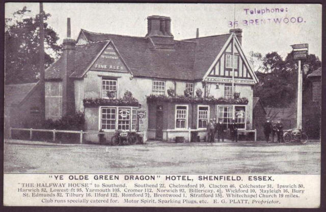 Ye Old Green Dragon, Shenfield, circa 1912 - 1919 with E G Platt as proprietor