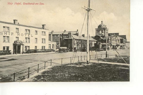 Ship Hotel, Southend, with the Kursaal Amusement Building along the road