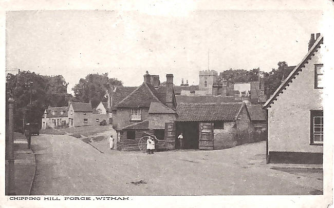 The Forge, Chipping Hill, Witham and the White Horse to the right - post WWI