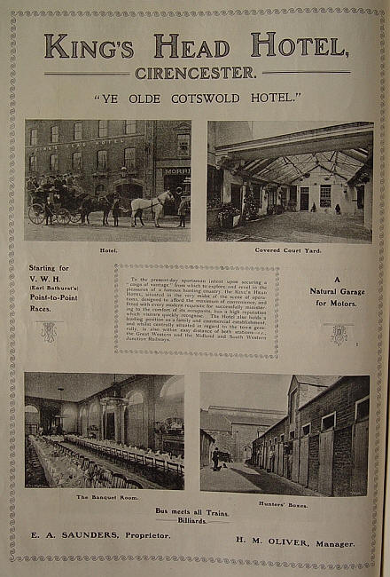 Kings Head Hotel, Cirencester - 1907 advertisement
