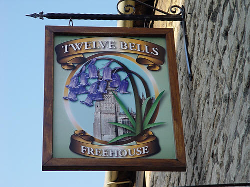 Twelve Bells sign, Lewis Lane, Cirencester - in July 2013