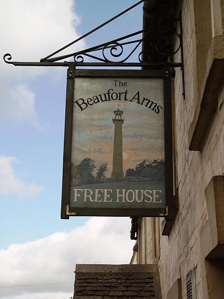 Beaufort Arms Inn sign, Hawkesbury Upton, Badminton - in June 2013