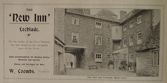 New Inn, Lechlade, W Coombs, proprietor - advertisement in 1907