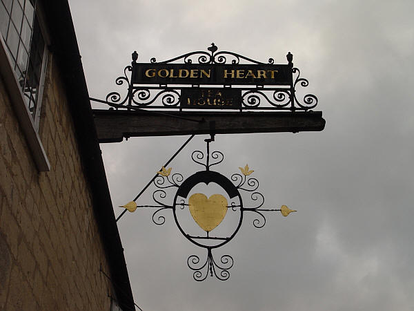 Golden Heart Inn sign, Painswick - in June 2013