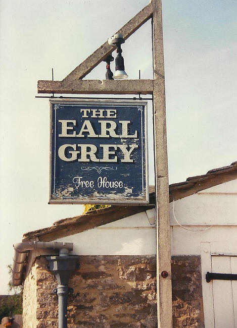 Earl Grey Inn sign, in Quenington, Fairford - in mid 1990s