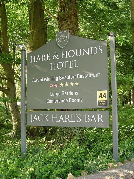 Hare & Hounds Hotel sign, Weston Birt - in June 2013
