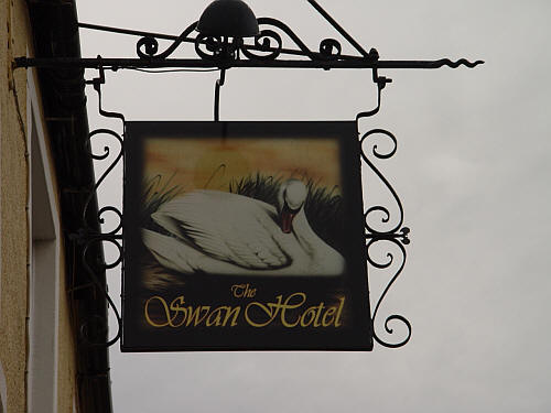Swan Hotel Inn sign, Market Street, Wotton under Edge - in June 2013