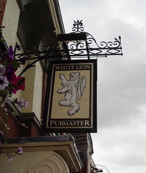White Lion Inn sign, Long Street, Wotton under Edge - in June 2013