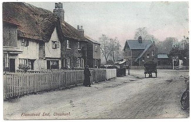 Greyhound, Flamstead End, Cheshunt - circa 1905 (the buildings in the background)