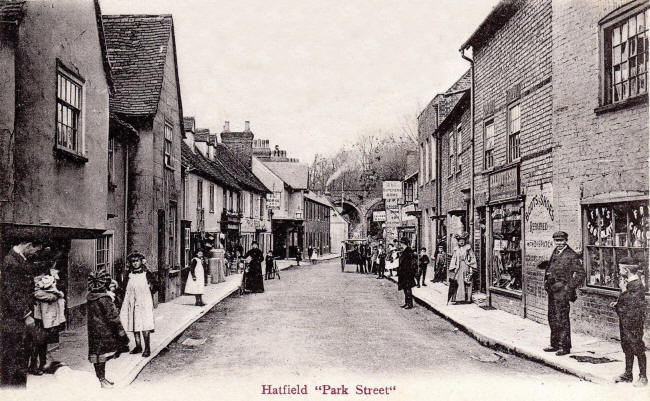 Hatfield, Park street - Horse & Groom on the left and Butchers Arms on the right - circa 1900