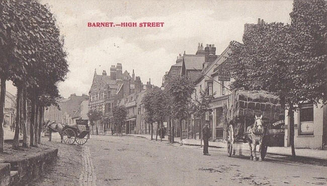 Castle, High Street, Barnet & Cart horse - circa 1907