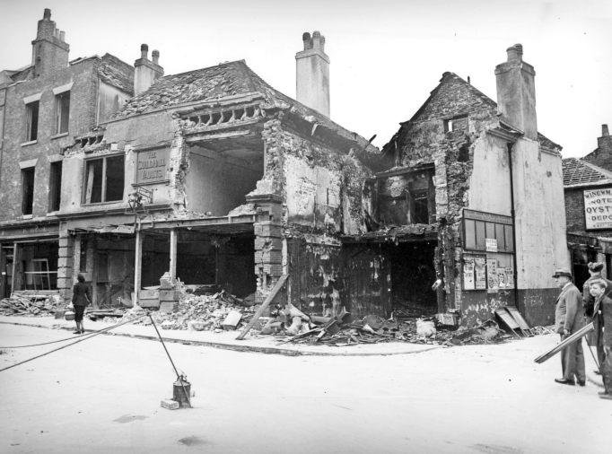 the Guildhall in WW2 after significant bomb damage
