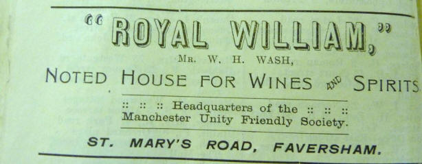 Royal William, 57 St Mary’s Road, Faversham - 1926 Advert