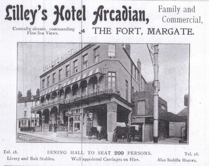 Lilleys Hotel Arcadian, The Fort, Margate in 1903