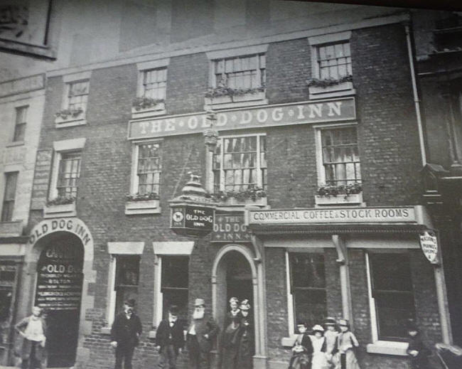 Old Dog Inn, 133 Church Street, in 1882, on display at the Harris Library in Preston.