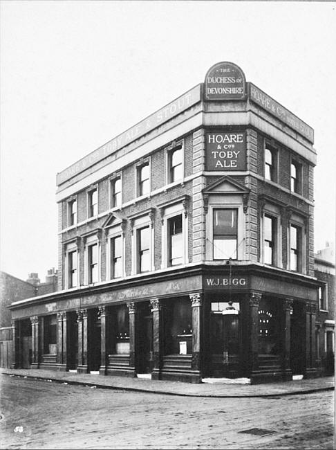 Duchess Of Devonshire, Lavender road and Knox road, Battersea - in the late 1920s with landlord W J Bigg