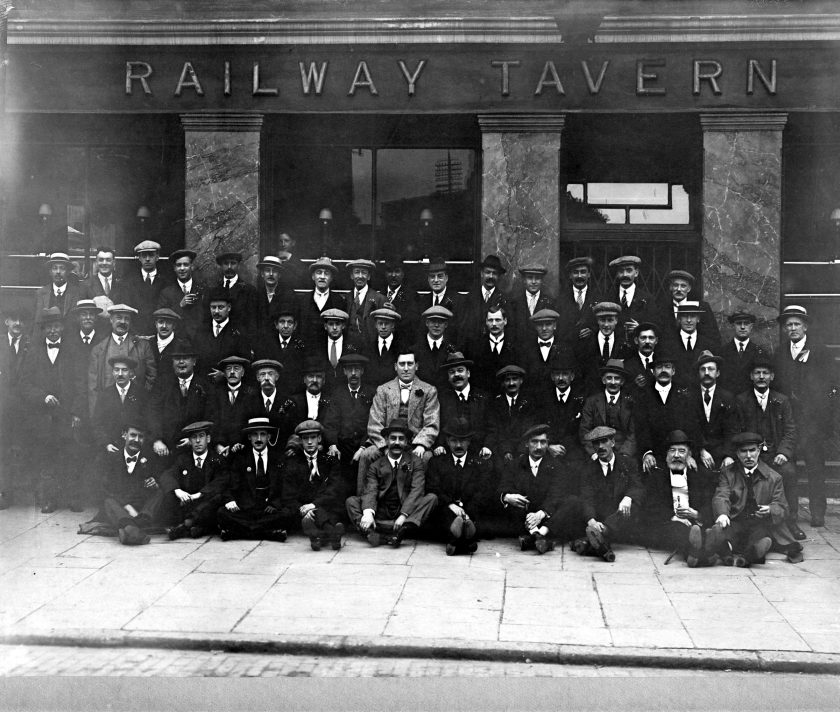 The Railway Tavern, St James Road Bermondsey circa 1920s -  My Grandfather (as a young man) is in the group.