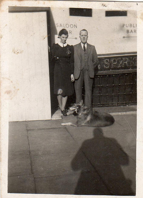 My paternal Grandparents, William Jackson (Will) and Ada May Beaumont outside the Nags Head, circa 1944
