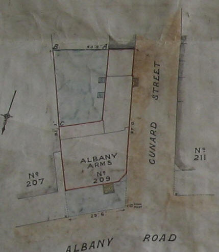 The Albany Arms, in 1879 - plan is from a 25 year lease