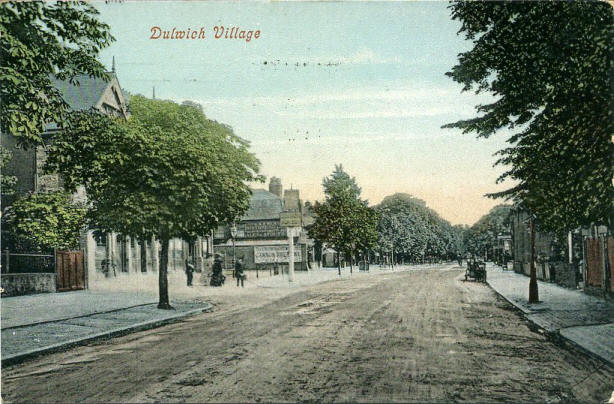 Dulwich Village, and the Crown & Greyhound behind the trees