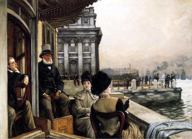 The Trafalgar Tavern, Greenwich - circa 1880s to 1890s overlooking the Thames - Tissot