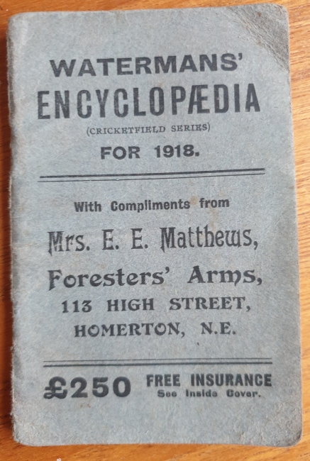 Mrs E E Matthews advertisement at The Foresters Arms, 113 High street, Homerton NE - in 1918