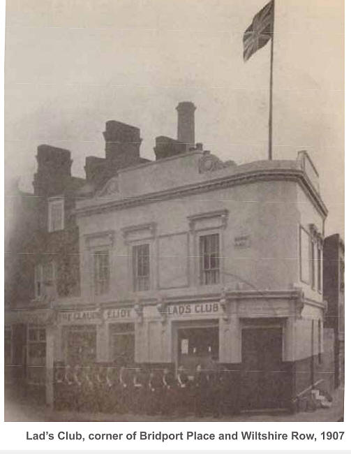 Lads club, corner of Bridport place and Wiltshire row