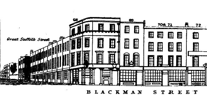 Blackman Street - engraving in 1838 showing 68 Blackman Street