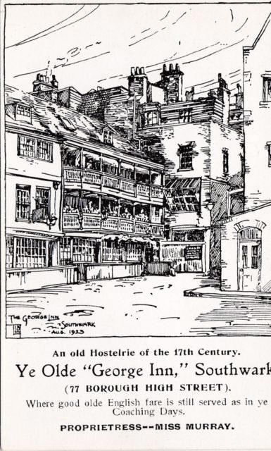 Ye Olde George Inn advert, 77 Borough High Street, Southwark - Proprietoress Miss Murray (1881)