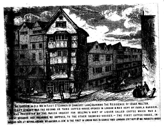 Harrow, Fleet Street (corner of Chancery lane) adjoining the residence of Izaak Walton - in 1840