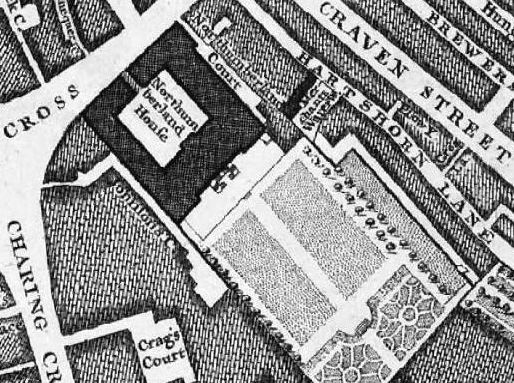 Hartshorn lane, Charing Cross in 1746