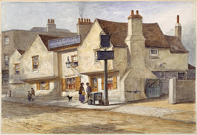 Angel Inn, Lower Tooting - A watercolour in 1850