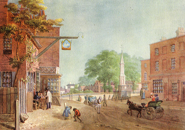 The Swan, Tottenham Village - in 1822 (George Scharf print)