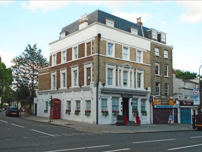 The Haverstock Hotel, Haverstock Hill in 2018, the pub is closed and now an hotel.