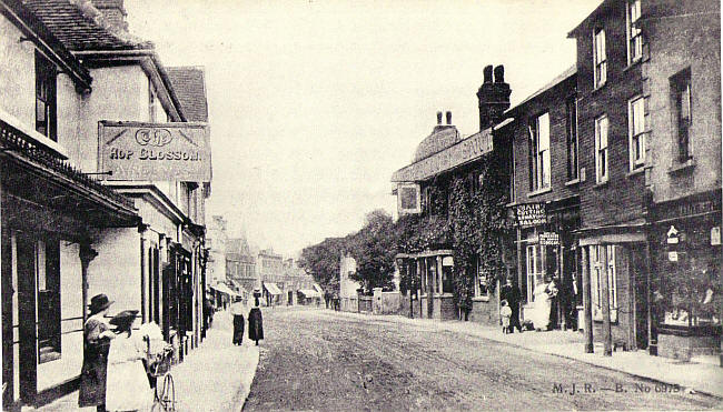 Hop Blossom and the Kings Head Hotel, High Street, Egham, Surrey - in 1909