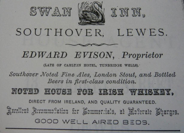 Swan, High Street - 1883 Advertisement listing Edward Evison