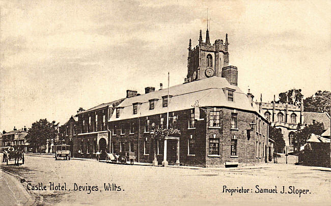 Castle Hotel, New Park street, Devizes, Wiltshire - Proprietor Samuel J Sloper circa 1900