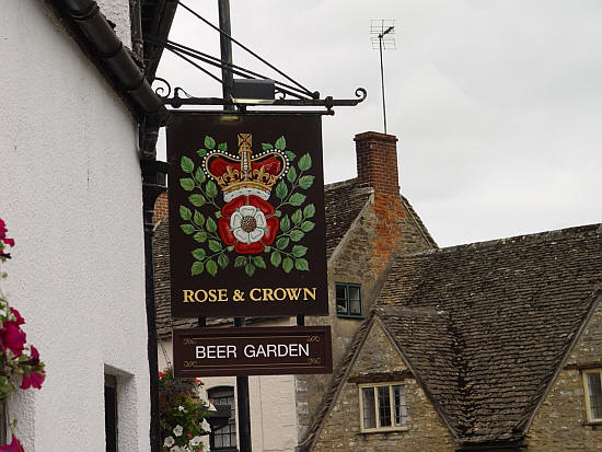 Rose & Crown Inn Sign, 102 High Street, Malmesbury, Wiltshire - in June 2013
