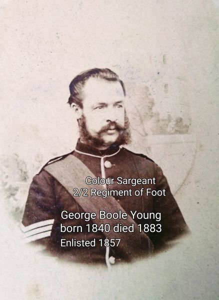George Boole Young  Colour Sargeant  2nd Battalion 2nd Regiment of Foot, born 1840 died 1883